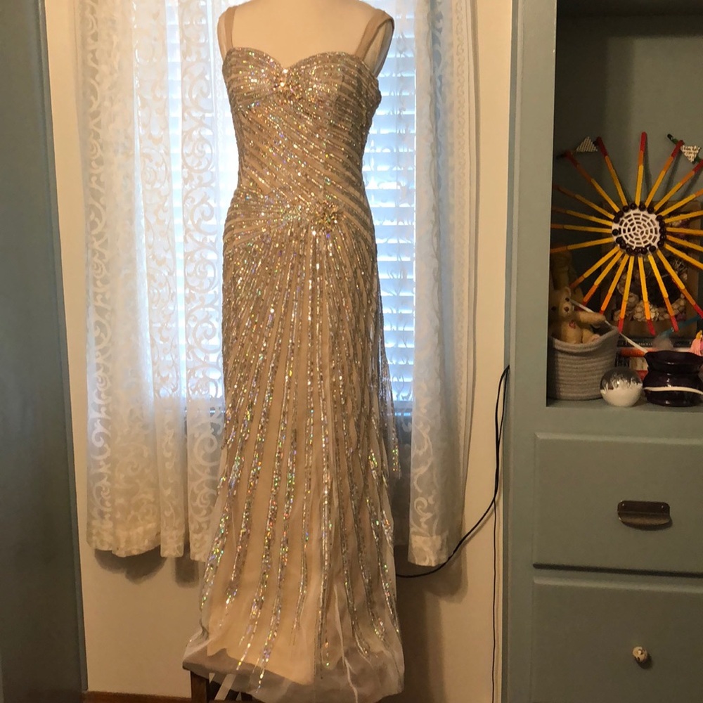 Jovani Silver Sequin Gown